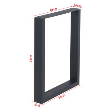 Set di 2 Gambe Rettangolari Makers per Mobili Fai da Te 72 x 60 cm Acciaio Nero [en.casa] 