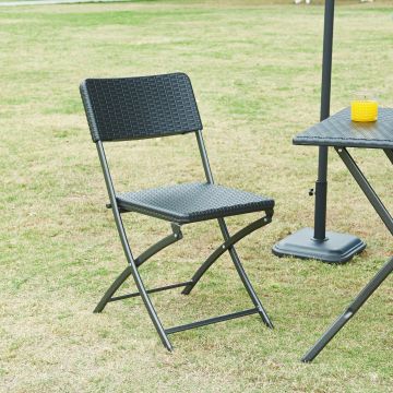 Set Mark di 2 Sedie Pieghevoli - Nero Effetto Rattan [en.casa] 