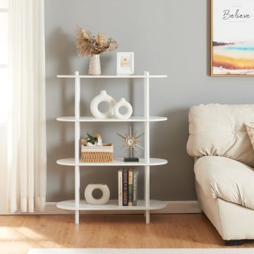 Scaffale da Terra Øvre Libreria con 4 Ripiani - Bianco [en.casa]