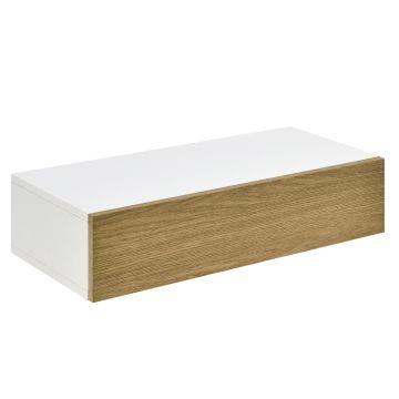 [en.casa] Mensola da Parete con Cassetto 50 x 24 x 12 cm Scaffale da Muro Truciolato Bianco / Effeto Legno