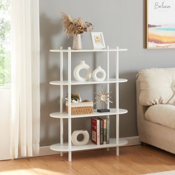 Scaffale da Terra Øvre Libreria con 4 Ripiani - Bianco [en.casa]