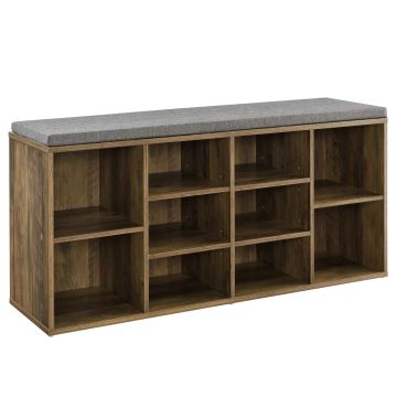 [en.casa]  Scarpiera Panchina con Cuscino 10 Vani Sedile Imbottito Portascarpe Colore Legno