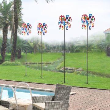 Girandola 'Bindal' per Giardino (AxØ) 185 x 36 cm Mulino a Vento in Metallo - Multicolore [casa.pro]