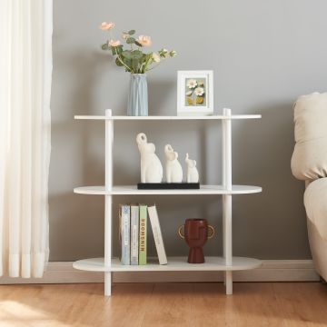 Scaffale da Terra Øvre Libreria con 3 Ripiani - Bianco [en.casa]