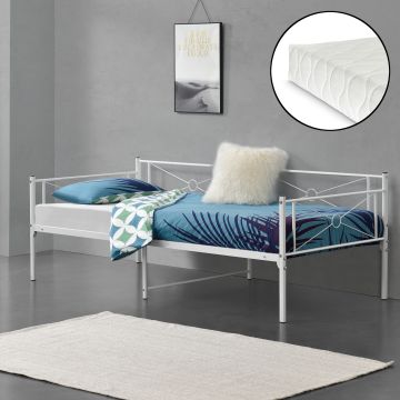 Divano a 2-3 Posti di Seduta Letto Singolo in Acciaio con Materasso a Schiuma Fredda 90 x 200 cm Sofa Decorativa in Metallo - Vari Colori