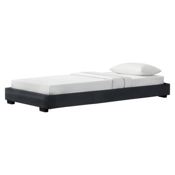 Letto Singolo Hamar 90 x 200 cm Rivestimento in Similpelle Nero Corium