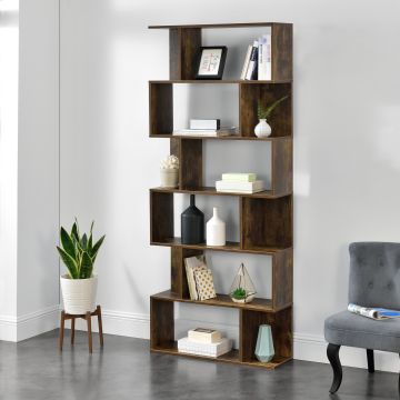 Libreria Borrby Scaffale da Terra 192 x 80 x 24 cm Effetto Noce [en.casa] 