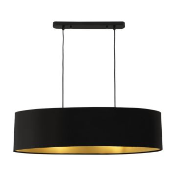 [lux.pro] Lampada a Sospensione - Altezza 132 cm - Lampadario con Paralume in Tessuto a Forma Ovale 78 x 23 x 20,5 cm (LxLxA) Lampada da Soffitto, Plafoniera - Nero