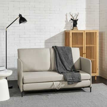 Divano Letto Estensibile Soini 1 Piazza e Mezza 120 x 186 cm Beige [en.casa] 