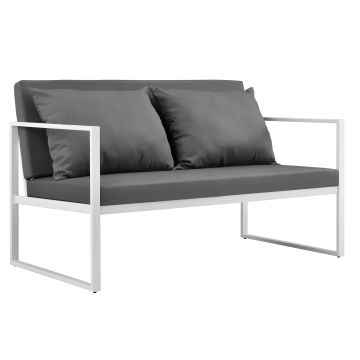 [casa.pro] Divano da giardino - sofa esterno - 70 x 114 x 60 cm - Mobile da giardino imbottito - Grigio/Bianco 