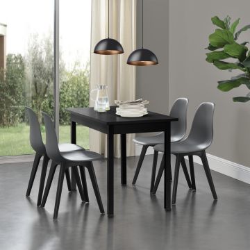 [en.casa] Arredo Sala da Pranzo Tavolo 120 x 60 x 75 cm con 4 Sedie 83 x 54 x 48 cm MDF Acciaio Plastica