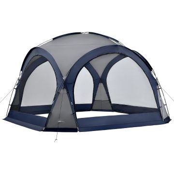 Tenda 'Grästorp' per Eventi - Gazebo con Illuminazione a LED Zanzarieri e 2 Pareti Chiudibili - Blu [pro.tec] 