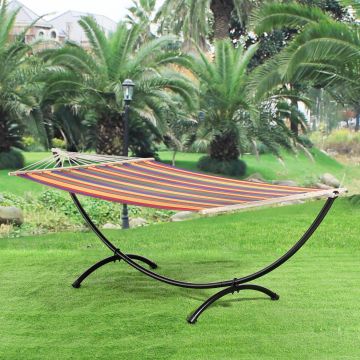 [casa.pro] Amaca da Giardino con Struttura di Base, Lettino Sospeso con Tessuto Traspirante e Travi - Multicolore