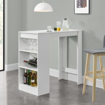 [en.casa] Bancone Tavolo Alto da Bar 110 x 50 x 103 cm Penisola Cucina con 3 Ripiani - Bianco