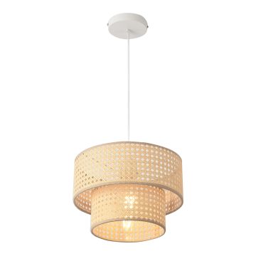 Lampada a Sospensione Ascot con 2 Paralumi Cilindrici Ø 30 cm - Effetto Rattan lux.pro