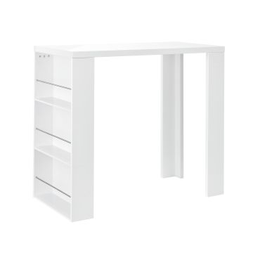 [en.casa] Bancone Bar con 3 Mensole 54 x 13,8 x 32,8 cm Tavolo Bar MDF Bianco Lucido