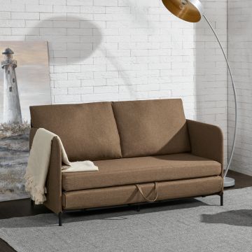 Divano Letto Estensibile Soini 1 Piazza e Mezza 120 x 186 cm Marrone [en.casa] 