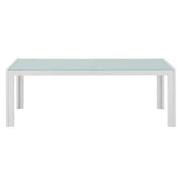 [casa.pro] Tavolino da giardino - Tavolino da salotto esterno -  100 x 50 x 35 cm - Bianco - di metallo e vetro