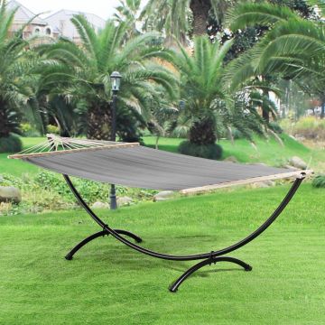 [casa.pro] Amaca da Giardino con Struttura di Base, Lettino Sospeso con Tessuto Traspirante e Travi - Grigio