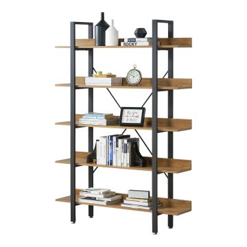 [en.casa] Scaffale a 5 Ripiani 120 x 28 x 171 cm Scaffallatura di Colore Noce Libreria Salvaspazio