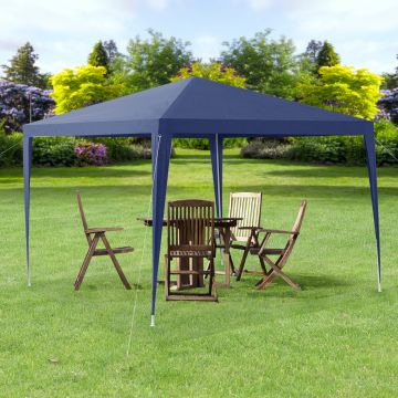 [casa.pro] Gazebo da Giardino 300 x 300 x 255 cm Tenda da Giardino Struttura in Acciaio Pieghevole Impermeabile Blu scuro