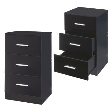 Set di 2 Comodini Aurdal con 3 Cassetti - Nero Lucido [en.casa] 