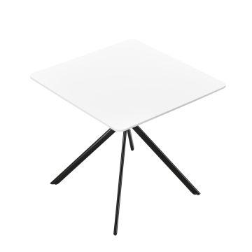 [en.casa] Tavolo da Pranzo con Piano in MDF di Forma Quadrata e Gambe di Design in Metallo (LxLxA) 78 x 78 x 75 cm Posti per 2 Persone - Bianco/Nero