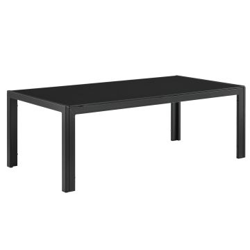 [casa.pro] Tavolino da giardino - Tavolino da salotto esterno - 100 x 50 x 35 cm - Nero - di metallo e vetro