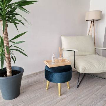 Sgabello Basso Laholm Pouf Rotondo Ø40 cm Effetto Velluto - Vari Colori [en.casa] 