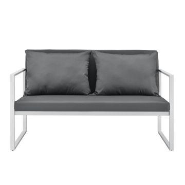 [casa.pro] Divano da giardino - sofa esterno - 70 x 114 x 60 cm - Mobile da giardino imbottito - Grigio/Bianco 