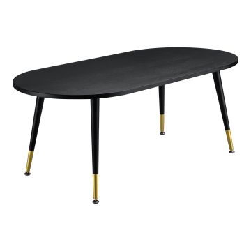 Tavolino da caffè/da Divano 47 x 120 x 60 cm Tavolo Basso da Salotto Tavolino con Piano in MDF di Forma Arrotondata e Gambe in Metallo - Nero