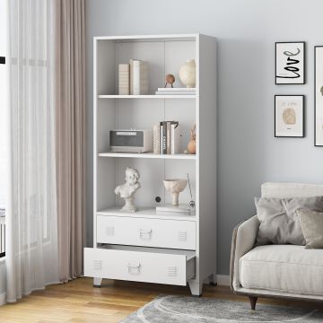 Libreria Hammarland in Acciaio 3 Scomparti e 2 Cassetti 180 x 80 x 40 cm - Vari Colori [en.casa]