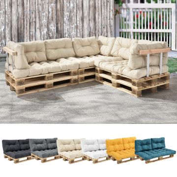 [en.casa] 1x Cuscino sedile per divano paletta euro  [crema] cuscini per palette supporto In/Outdoor mobili imbottiti