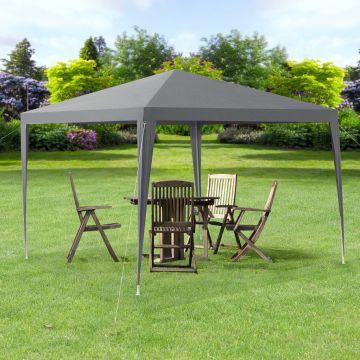 [casa.pro] Gazebo da Giardino 300 x 300 x 255 cm Tenda da Giardino Struttura in Acciaio Pieghevole Impermeabile Grigio Scuro