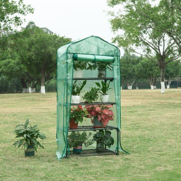 Serra da Giardino Chaam a 4 Piani a Rete 158 x 69 x 49 cm Verde [en.casa]