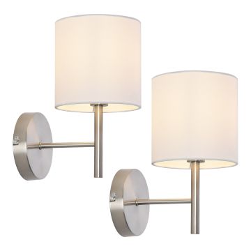 Set Winsford di 2 Applique per Interni Paralume Cilindrico in Tessuto Bianco lux.pro 