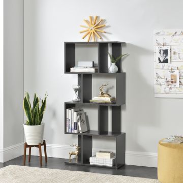 Libreria Brattahlid Scaffale da Terra 130x60x24 cm Grigio scuro [en.casa]