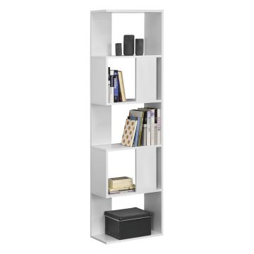 Libreria a 5 Ripiani 159 x 45 x 23,5 cm Scaffale in Design Moderno Mobile Portaoggetti per Soggiorno - Bianco