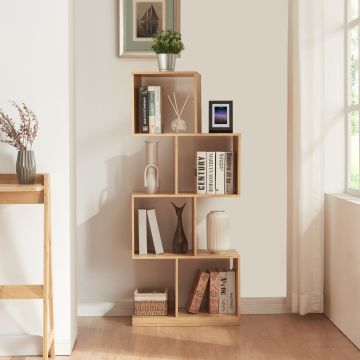 Libreria Gullspång in Bambù Naturale con 4 Scomparti 130x55x30 cm [en.casa]