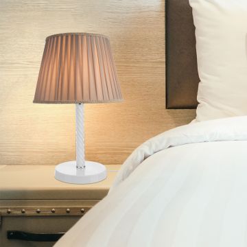 Lampada da Comodino 'Kilbride' con Paralume in Tessuto e Stelo in Metallo e Vetro - Vari Colori [lux.pro]