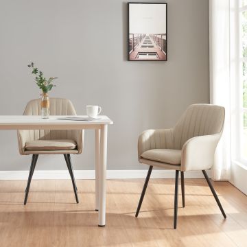 Set Kannonkoski di 2 Poltroncine da Sala Pranzo - Beige [en.casa] 