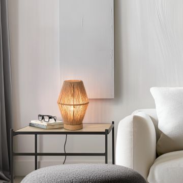 Lampada da Tavolo Arundel Paralume Bicono con Corda di Iuta Naturale lux.pro