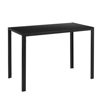 [en.casa] Tavolo da Pranzo con Piano in Vetro e Struttura in Acciaio (AxLxP) 75 x 105 x 60 cm Posti fino a 4 Persone - Nero