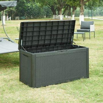 Baule da Esterno Atella Cassapanca - Nero effetto Rattan casa.pro 