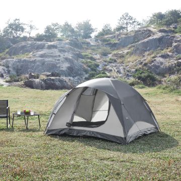 Tenda da Campeggio Bergeijk per 2-3 Persone 213 x 213 x 130 cm Grigio pro.tec