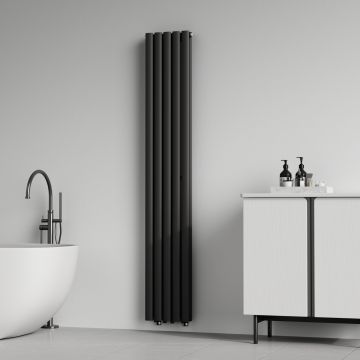 Termosifone Nore ad Acqua Calda Pannello Doppio con Elementi Tubolari 180 x 30 cm Nero [neu.haus] 