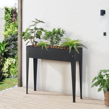 Aiuola Rialzata 'Lelystad' per Balcone/Terrazza - Forma Rettangolare - Antracite [en.casa]