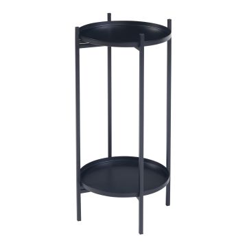 Portavasi Tuusula con 2 Sottovasi Portapiante in Metallo Nero 54 x 25 cm [en.casa] 