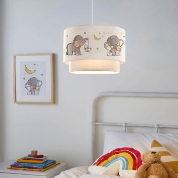 Lampada a Sospensione 'Lurgan' per Cameretta Lampadario per Bambini Lampada da Soffitto con Paralume Doppio in Tessuto - Bianco con Vari Disegni - lux.pro