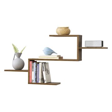 Mensola da Parete / da Muro in Design Moderno 104 x 14,5 x 49,5 cm Scaffale Pensile con 5 Ripiani Portaoggetti Libreria - Effetto Legno Scuro